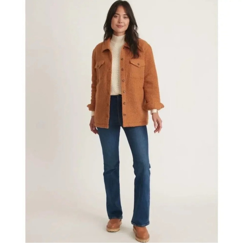 Marine Layer Eden Sherpa Overshirt Teddy Shacket Jacket Cashew Size Small